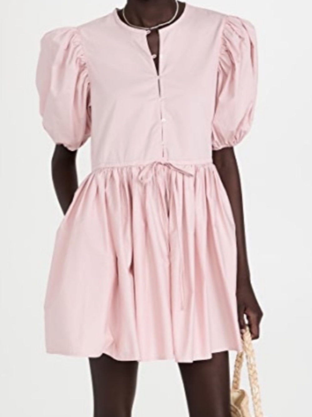 Xirena Aurie Puff Sleeve Mini Babydoll Dress Blush XS